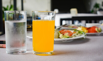 Breakfast is on the table in the hotel.