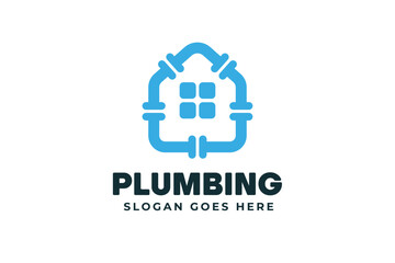 Modern House Plumbing Logo Design