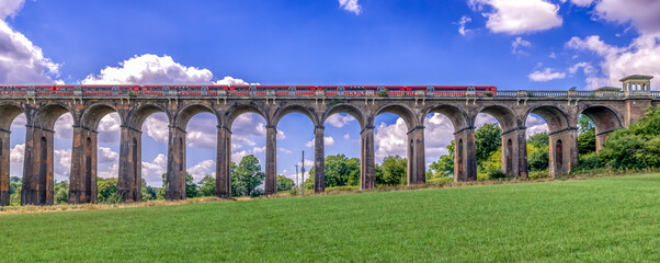 Ouse Valley Viaduct, the amazing train viaduct on a summer day in England UK - obrazy, fototapety, plakaty