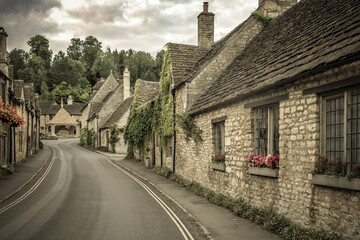 Fototapeta na wymiar Beautiful British traditional village Castle Combe captured in a summer day in England, UK
