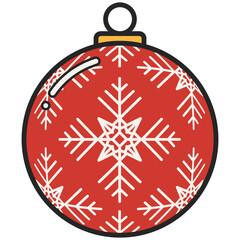 Obraz premium Cartoon Christmas Ball Decoration Illustration. Christmast Holiday and New year Festival Concept.