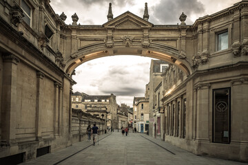 Beautiful historical city of Bath in England UK, captured at sunset 