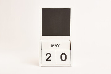 Calendar with the date May 20 and a place for designers. Illustration for an event of a certain date.