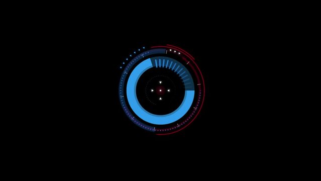 HUD Circle User interface on isolated black background. Target searching scope and scanning element theme. Digital UI and Sci-fi circular. 4K motion graphic footage video