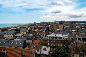 Fototapeta na wymiar Roofs and towers of Dieppe, France