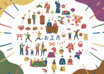 お正月を楽しむ人達