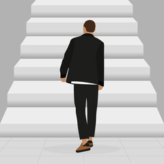 Male character goes to the stairs