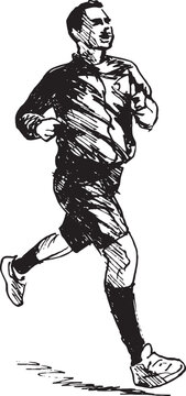 Hand sketch of a runner. Vector illustration.