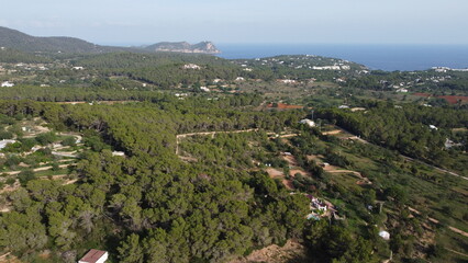 Fototapeta na wymiar Drone shot of a typical landscape in Ibiza