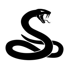 Sign of a black snake on a white background.	 - obrazy, fototapety, plakaty