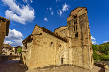 Fototapeta na wymiar Santa María Church a romanesque catholic temple in Santa Cruz de Serós, Huesca, Spain