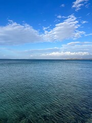 Deep blue seascape, blue sea and blue sky, natural background