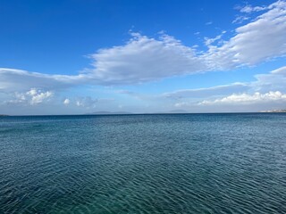 Fototapeta premium Deep blue seascape, blue sea and blue sky, natural background