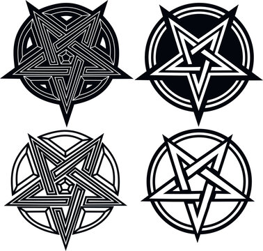 set,occult sign pentagram, grunge vintage design t shirts