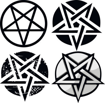 set,occult sign pentagram, grunge vintage design t shirts