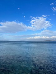 Fototapeta premium Deep blue seascape, blue sea and blue sky, natural background