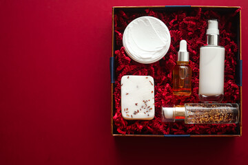 Beauty box subscription package and luxury skincare products, spa and cosmetic body care product...