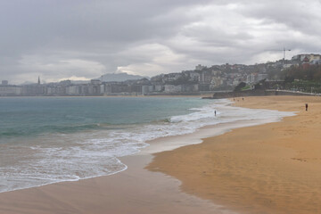 Autumn rainy day in Bahia de la Concha. Donostia-San Sebastian