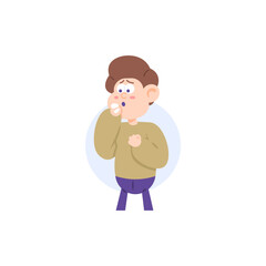 a man coughing. cough with phlegm or cough without phlegm. health problems. character illustration concept design