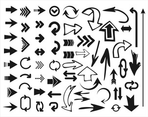 Vector set of arrow shapes isolated on white background 