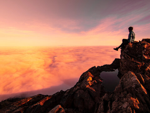 overlooking stony man mountain summit in shendandoah national park in virginia