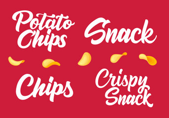 Fototapeta na wymiar Crunchy crispy text, lettering quote hand drawn creative concept for your business. Chips modern style, product. Vector illustration