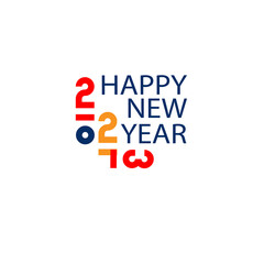 Happy New Year 2023. Colorful design for greeting cards, posters, packaging, prints, labels, etc. Vector flat illustration