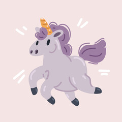 Obraz na płótnie Canvas Vector illustration of Beautiful magic unicorn pony fly