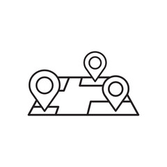 Map Line Icon Isolated On White Background