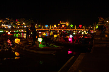 Fototapeta premium Colourful floating candles