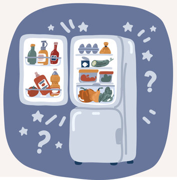 Vector illustration of fridge vector. Food inside frige