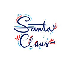 Obraz premium Autograph of Santa Claus. Festive New Year's colorful signature. Lettering. Isolated vector illustration