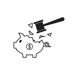 Piggy bank and hammer Icon Isolated on White Background