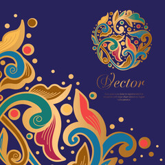Luxury pattern on a blue background. Vector mandala template. Golden design elements. Traditional Turkish, Indian motifs. Great for fabric and textile, wallpaper, packaging or any desired idea.