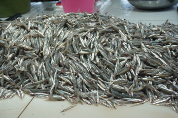 anchovies or called ikan Teri on traditional market
