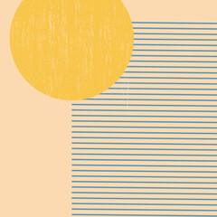 flat geometric figure, thin lines, yellow circle