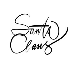 the calligraphic signature of Santa Claus. New Year's autograph. Isolated inscription on a white background by hand. It can be used for the design of greeting cards and letters, posters, labels, gift 