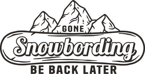 A winter extreme active sport. Snowboarding and skiing equipment. Snow mountains. Printable print