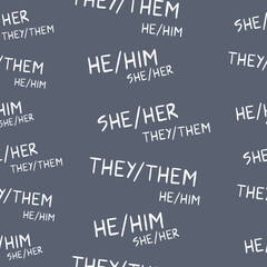 Seamless pattern with gender pronouns. Vector illustration for cards, posters, flyers, webs.