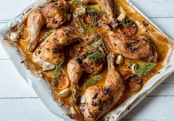 Lemon chicken with thyme and garlic 