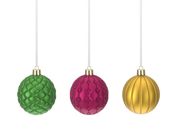 Abstract winter Christmas balls decoration set. 3d element with transparent background.