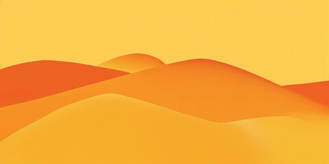 An illustration of the sunset in the desert (sun not visible), with curvy sand dunes, a large yellow sky, and nothing more.
