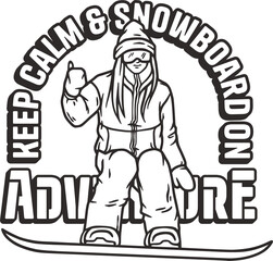 A snowboarder descends a snowy mountain. A winter extreme active sport. Printable print about snowboarding