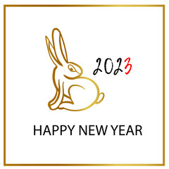 New Year's card. The hare is a symbol of the year according to the Eastern calendar. The year is 2023. Decorative element for poster, sticker, social media, etc. Vector color illustration