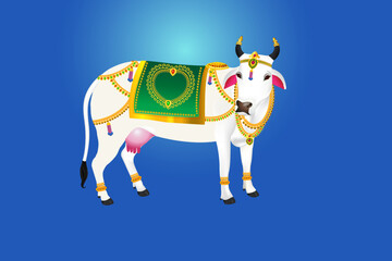 Indian Cow Kamdhenu  Holy for Hindu Religion  - obrazy, fototapety, plakaty