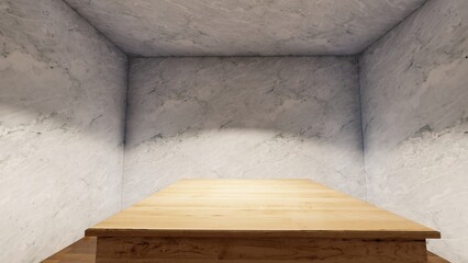 Blank stone display on stone background with minimal style and spot light. Blank stand for showing product. 3D rendering.