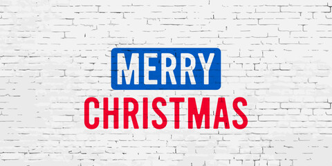 Merry christmas greetings over the white brick wall illustration