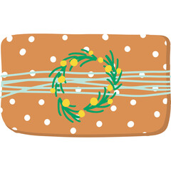 Beautiful gift box packaged with ecological decor. Winter holiday present. Flat style single vector illustration.