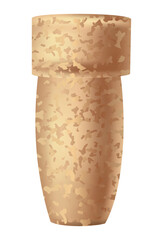 Cork wine stopper. Corkwood plug. Wine stopper. Wooden bung for bottle, equipment for alcohol winery production. Wooden textured cartoon style