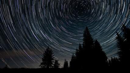 Star trails in the night sky